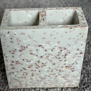 White and Pink Speckled Toothbrush Holder